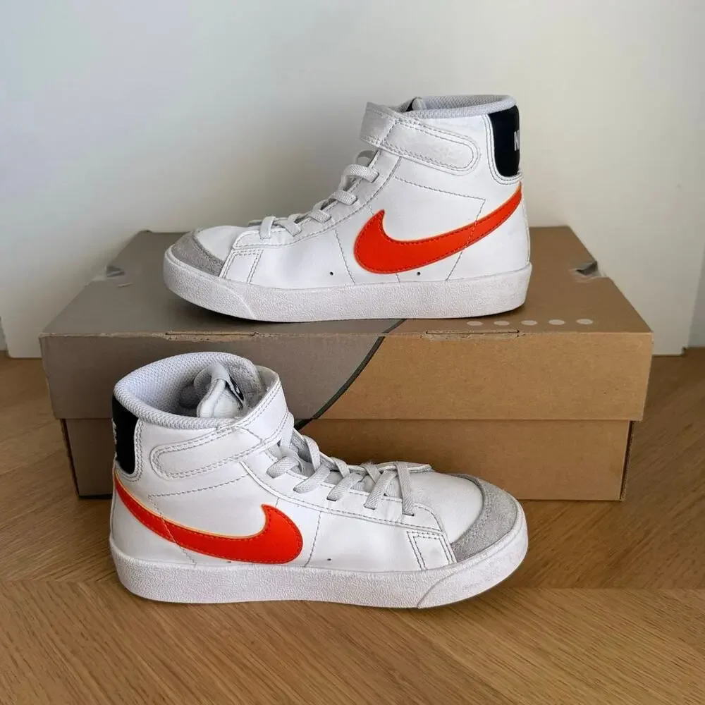 Nike Blazer Mid ‘77 White/Orange Kids Sneakers - SZ 13.5 C - Picture 8 of 11